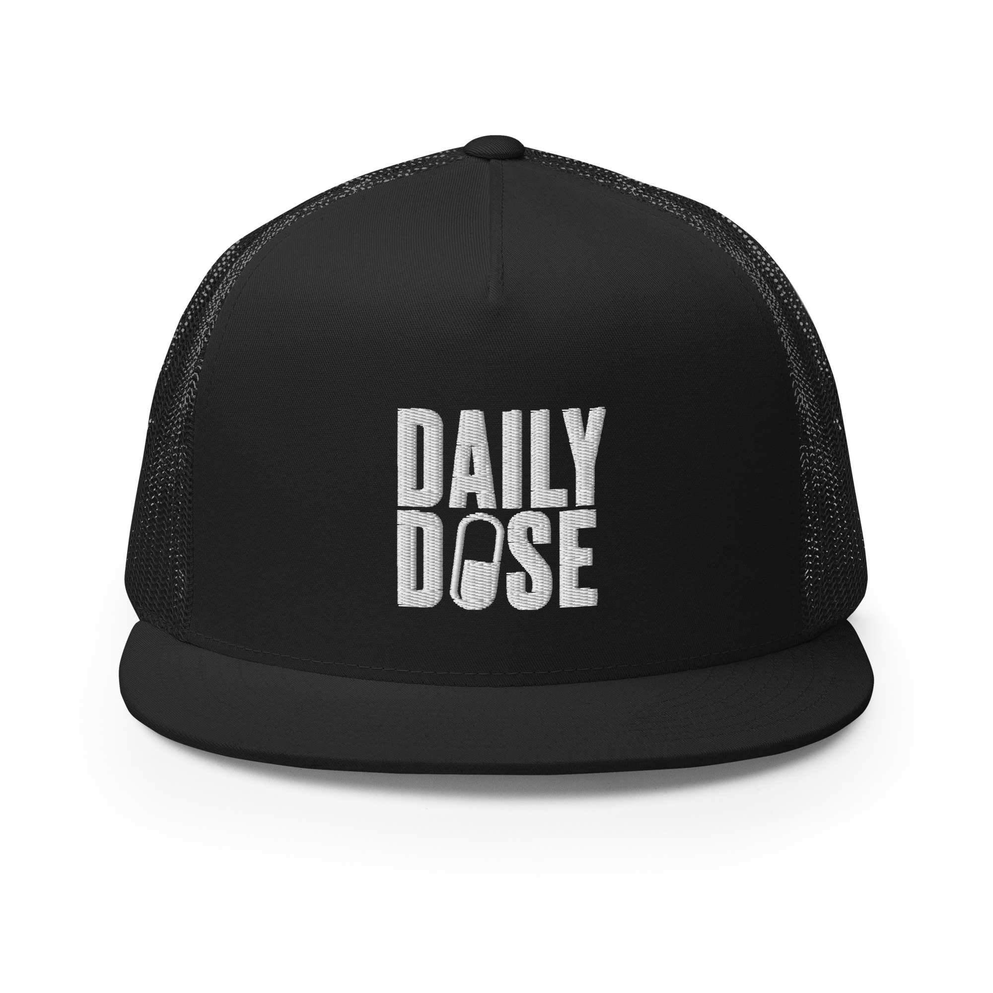 5 panel trucker cap black front - Daily Dose