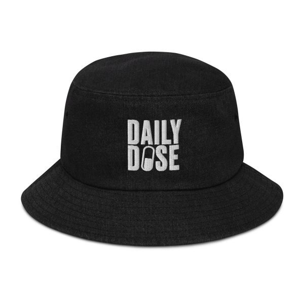 denim bucket hat black denim front - Daily Dose