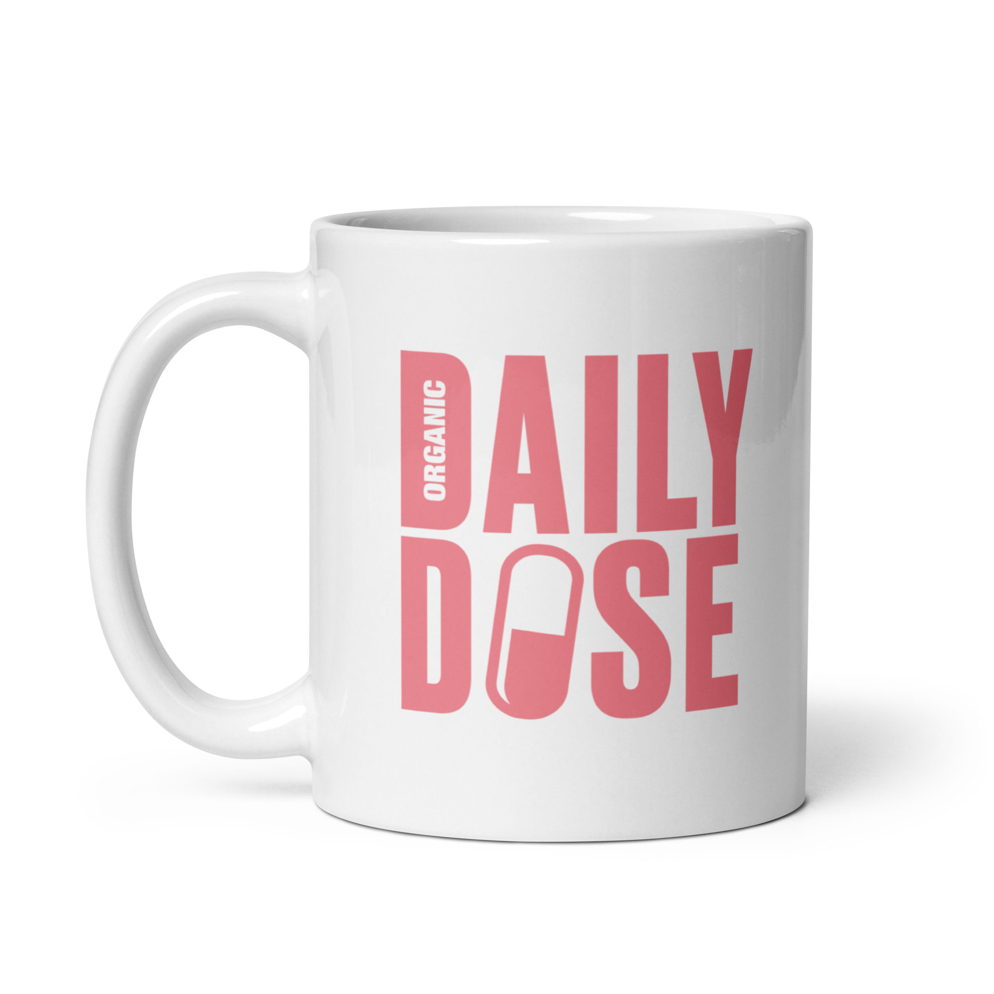 white glossy mug white 11oz handle on left - Daily Dose